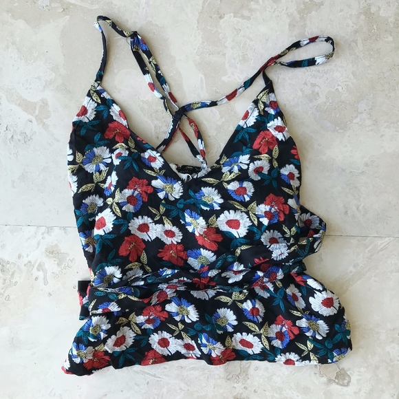 NWT LF Floral Adjustable Tie Tank Top - Picture 2 of 4